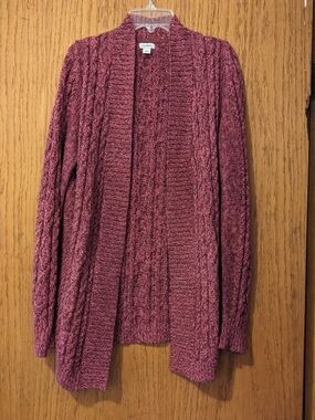 L.L. Bean Cable Knit Open Front Cardigan